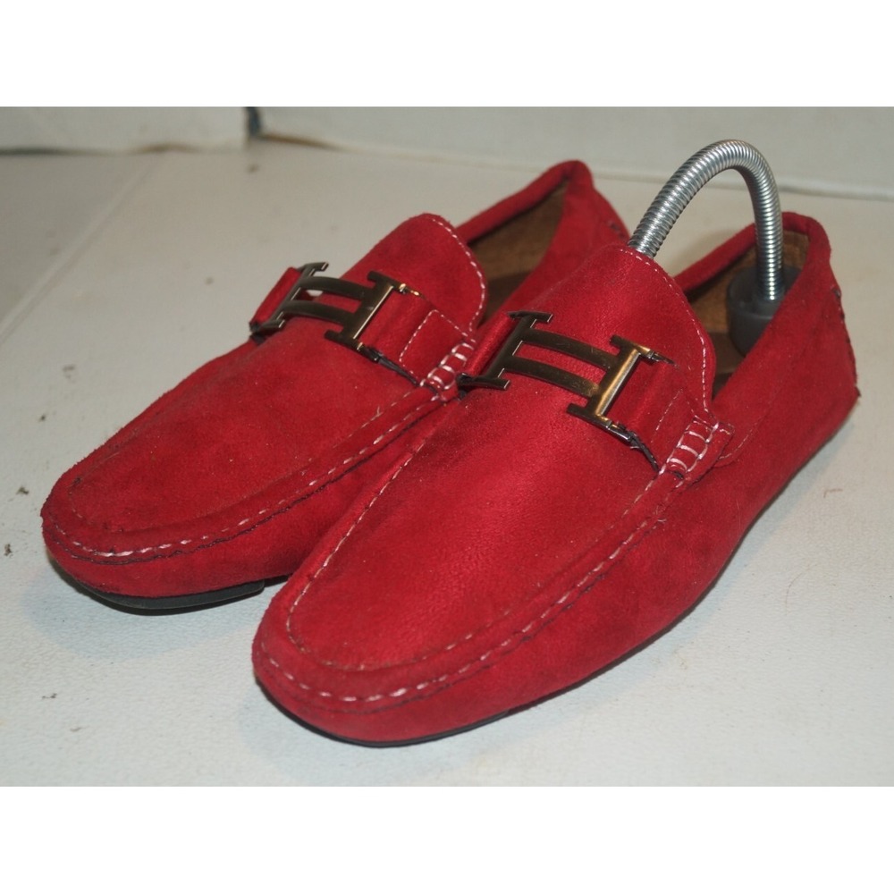 Faranzi Men's Faux Suede Slip On Loafers SZ 8M Red Huxley-‎ U23